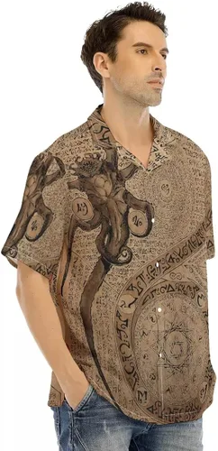 Vista 5 de FoxWears Cthulhu - Camisa hawaiana, camisas hawaianas grandes y altas para hombres, camisa con botones con estampado de animales, regalos