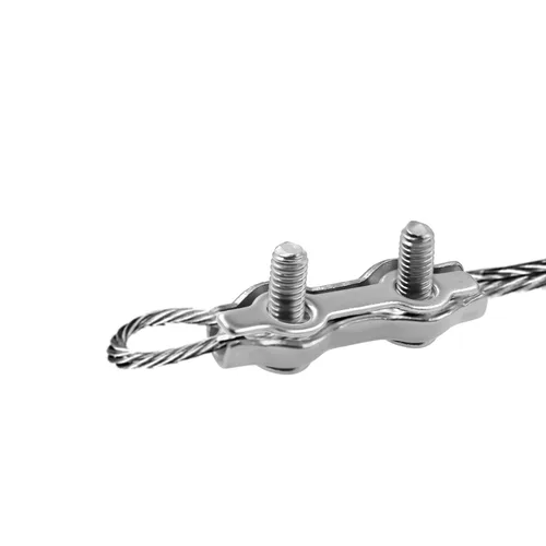 Vista 5 de Abrazaderas de cable dúplex de acero inoxidable 304 de 2 postes TTZEZE de doble perno para cuerda de alambre de 1/16 pulgadas de diámetro, paquete