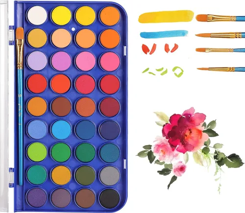 Vista 7 de Mr. Pen - Juego de pintura de acuarela, 40 piezas, 36 colores, pinturas de acuarela 4 pinceles, pintura de acuarela no tóxica, juego de acuarela