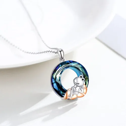 Vista 2 de Collar con colgante de girasol búho caballo atrapasueños rana diosa ángel guardián sirena jirafa plata de ley S925 con cristal You Are My Sunshine
