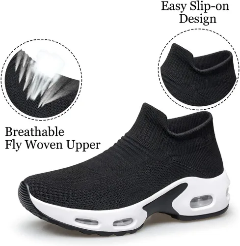 Vista 4 de YHOON - Zapatos deportivos para caminar para mujer, sin cordones, para enfermería, trabajo, con cámara de aire, de malla, informales, para correr