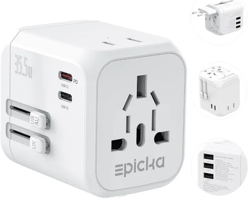 Vista 8 de EPICKA PD 35W Adaptador de viaje universal, 2AC/2USB-C/3USB-A