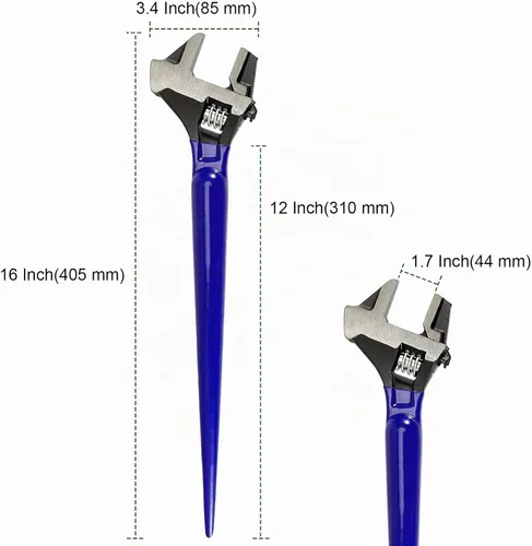 Vista 2 de PINGEUI 2 llaves espud de 16 pulgadas, llave ajustable forjada resistente, construcción marcada a escala métrica con cabeza de martillo y función