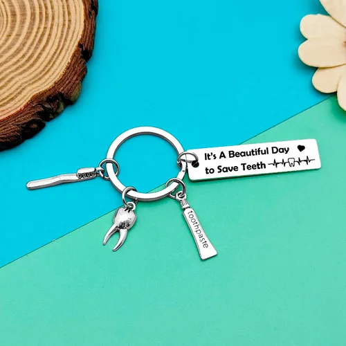 Vista 5 de Dental Hygienist Gifts Keychain Dentist Appreciation Gifts Jewelry Thank You Gifts for Dentist Assistant Dentist Student