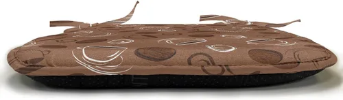 Vista 2 de Lunarable Cojín de asiento para silla de café, siluetas de taza de café expreso con frijoles fuente de cafeína, ilustración de bebidas gourmet