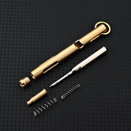 Vista 5 de Bolt Action - Mini bolígrafo de latón, reemplazables EDC de tinta negra por Bolt Action para oficina, trabajo, escritura, firma, viajes, trabajo