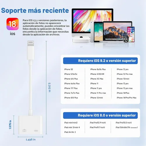 Vista 7 de Untvie Adaptador Lightning a USB 3.0, certificado MFi OTG con puerto