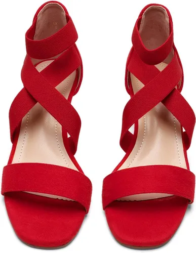 Vista 4 de Dream Pairs - Sandalias de tacón de cuña bajo con correa elástica de tobillo para mujer