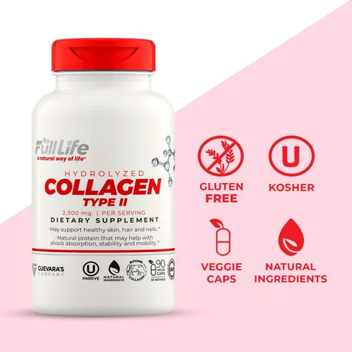 Vista 2 de Full Life Suplementos de colágeno hidrolizado, píldoras de colágeno bovino para mujeres y hombres, cápsulas de colágeno kosher, sin gluten, 90