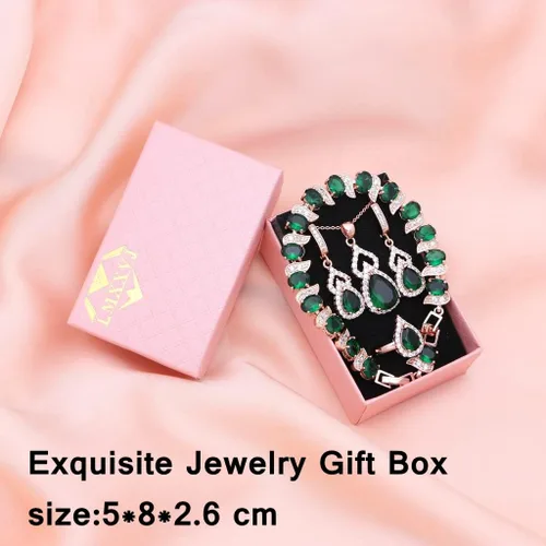 Vista 5 de LMXXVJ - Juego de joyas para mujer, collar chapado en platino, anillo abierto, aretes y pulsera, para cumpleaños, aniversario, Día de la Madre