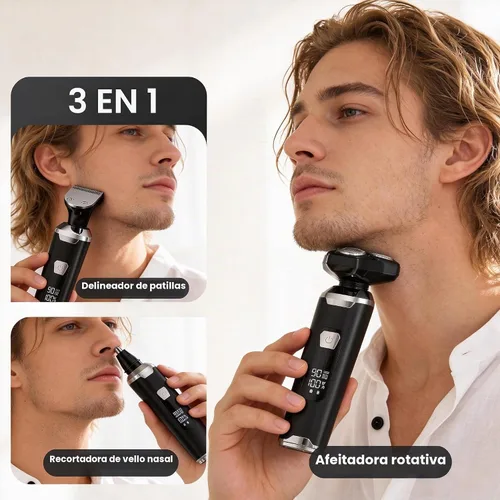 Vista 15 de Maquinilla de afeitar eléctrica para hombres: afeitadoras eléctricas 3 en 1 Titanium black