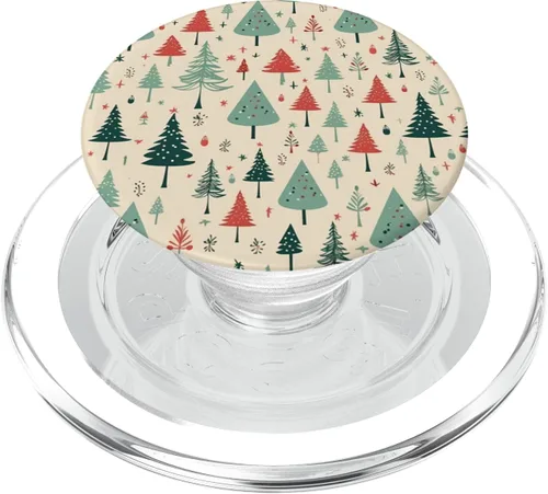 Vista 8 de PopSockets PopGrip estándar con patrón navideño vintage