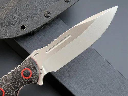 Vista 4 de Eafengrow EF139 Cuchillo de hoja fija, hoja de acero de 60.6 in, mango Micarta con espiga completa, herramienta EDC cuchillo recto para trabajar