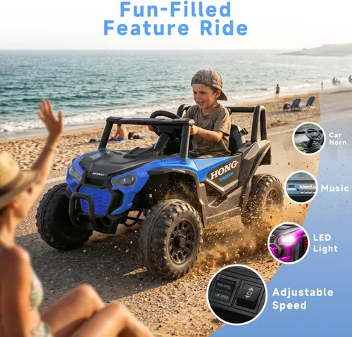 Vista 4 de Coche eléctrico de 12 V para niños, auto para niños pequeños con control Color azul