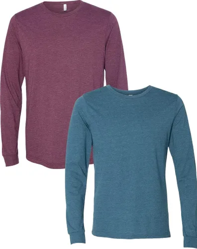 Vista 85 de Canvas Filmore 3501 - Camiseta de 4.2 onzas para hombre manga larga (1) Ceniza + (1) Jaspeado atlético