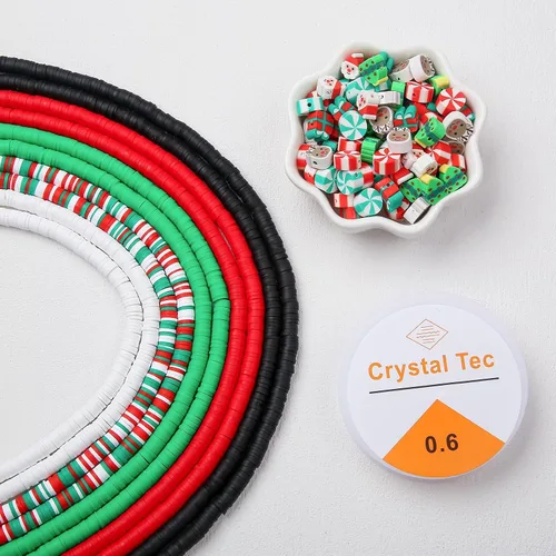 Vista 3 de Cuentas de arcilla de Navidad, regalo de Navidad, cuentas de arcilla heishi, cuentas de arcilla polimérica de Navidad para hacer pulseras, collares