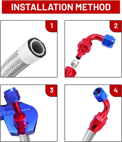 Vista 6 de 6AN 3/8" Kit de Ajuste de Línea de Combustible PTFE LS Swap EFI, Kit de Línea de Combustible PTFE de 25FT, Línea de Inyección de Combustible