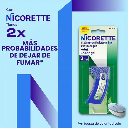 Vista 7 de Nicorette Mini pastillas de nicotina, 2 mg de ayuda para dejar de fumar, sabor a menta, 20