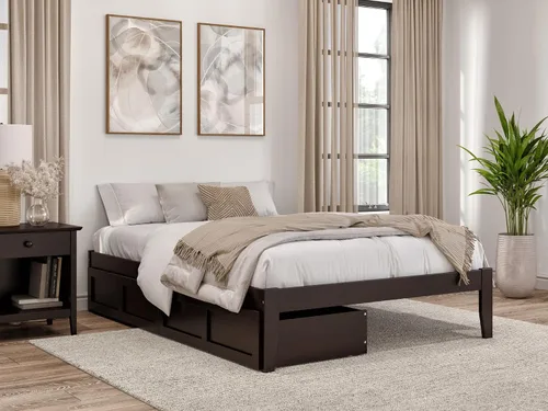 Vista 17 de AFI, Colorado - Cama de plataforma Queen con 2 cajones de almacenamiento, color espresso