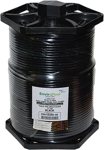 Vista 5 de Perfect Vision RG6 Coaxial, Solo RG6 Cobre Sólido, Negro 1000FT EnviroReel