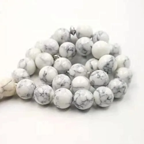 Vista 5 de Tasbih - 33 cuentas de oración musulmana con piedra turquesa blanca, rosario islámico, regalo (0.315 in x 33 cuentas)