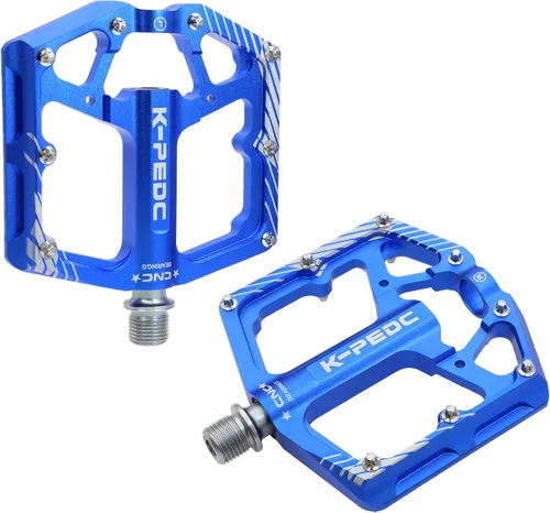 Vista 7 de Bike Pedal Aluminum Alloy 9/16" Bike Pedal MTB Wide Platform Flat Non-Slip Bicycle Pedals with 3 Bearings for Mountain Bikes, Road, BMX