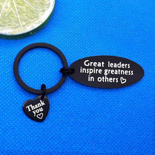 Vista 3 de Baixian Llavero Boss Leader para mujeres y hombres, grandes líderes inspiran grandeza en otros, llavero de agradecimiento para jefe, líder, regalo