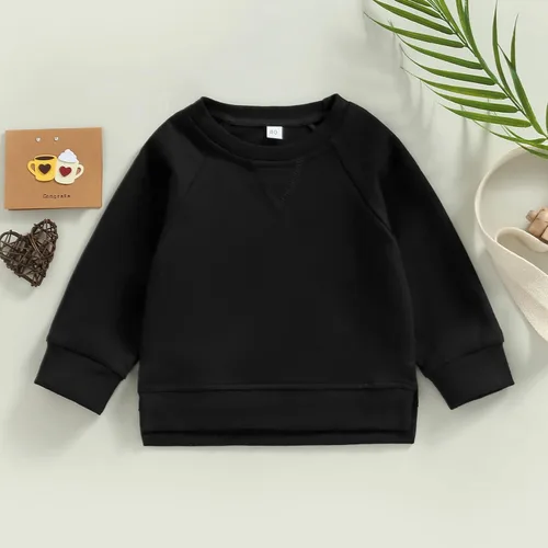 Vista 58 de Sudadera unisex de algodón de color sólido para bebé, camiseta de manga larga con cuello redondo