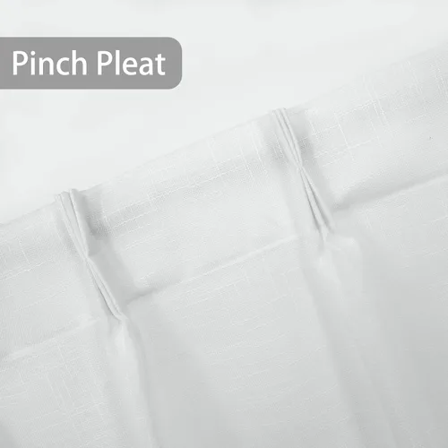 Vista 4 de DriftAway Cortinas plisadas de lino con textura corta de lino para ventana pequeña, baño, lavandería, 2 paneles con pestañas traseras, estilo Blanco