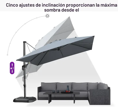 Vista 558 de PURPLE LEAF Paraguas al aire libre con base 8' x 8' protección solar verde Manzana Verde (Apple Green)