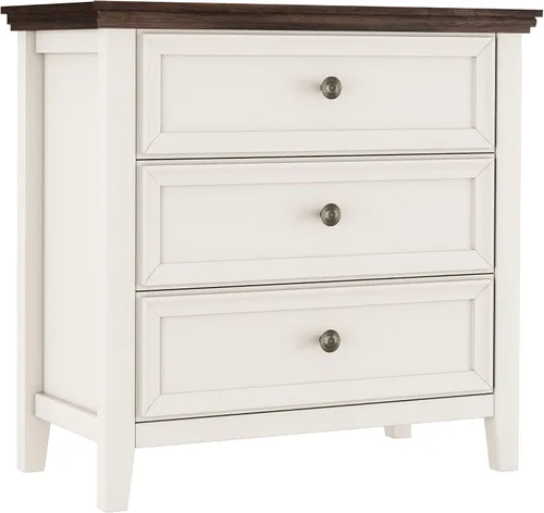 Vista 3 de BOSHIRO Cómoda de granja de 3 cajones para dormitorio - 31.5" de ancho 3 cajones de almacenamiento como mesita de noche o cómoda de pie