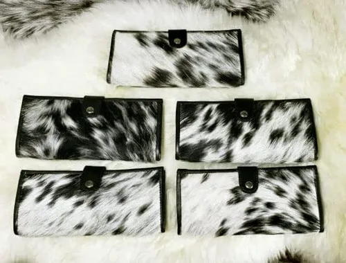 Vista 7 de NGF Cartera de cuero de vaca con cremallera para mujer, bolso de mano de cuero real en cartera, bolso organizador de bolso para mujer