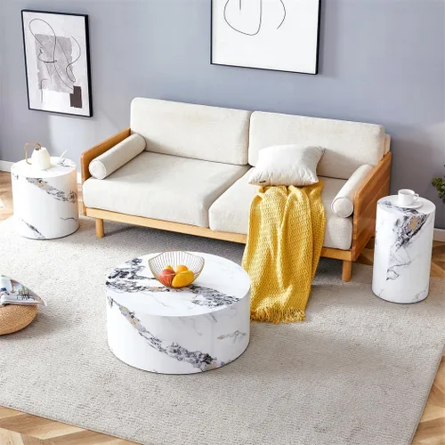 Vista 11 de Mesa auxiliar, mesa auxiliar, mesa de sala de estar, moderna mesa de sofá, mesa auxiliar de mármol sintético, mesita de noche para sala de estar