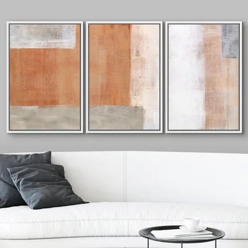 Vista 440 de wall26 Lienzo enmarcado para pared, juego de arte de acuarela pastel, paisaje rural, ilustraciones con formas abstractas, arte moderno, decorativo