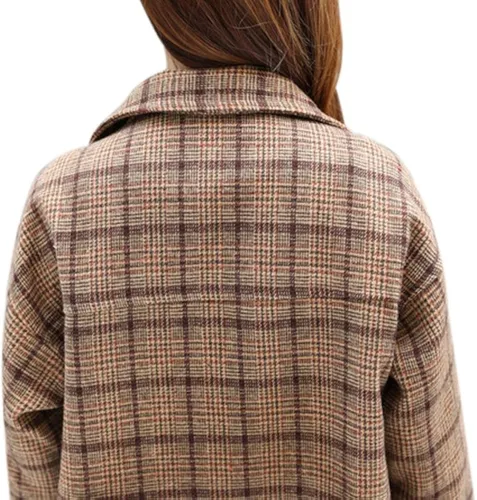 Vista 5 de Tanming - Abrigo de lana con solapa de muesca doble botonadura y largo hasta la rodilla para mujer