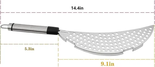 Vista 2 de AUEAR, Colador de pasta de mano de acero inoxidable para diferentes herramientas de cocina de olla y sartén (1 paquete, con asa)