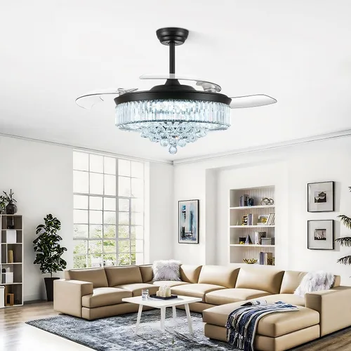 Vista 5 de Ventilador de techo de 42 pulgadas con luz, ventilador retráctil