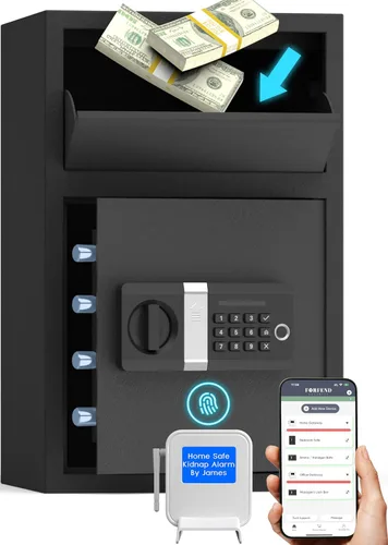 Vista 11 de FORFEND Smart Home Safe Caja de seguridad WiFi con aplicación de bloqueo/alarma Comando de voz, alarma de secuestro, detección de manipulación
