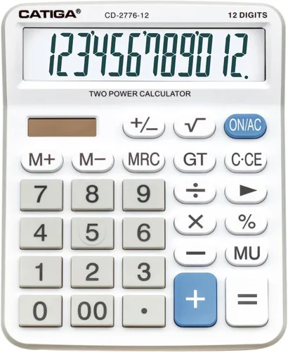 Vista 13 de CATIGA CD-2786 - Calculadora de escritorio de 12 dígitos con pantalla LCD grande y botón sensible, energía solar dual y batería, función estándar
