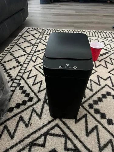 Vista 7 de Basurero de baño, basurero inteligente sin contacto, cubo de basura automático con sensor de movimiento con tapa, cubo de basura de 2.4 galones