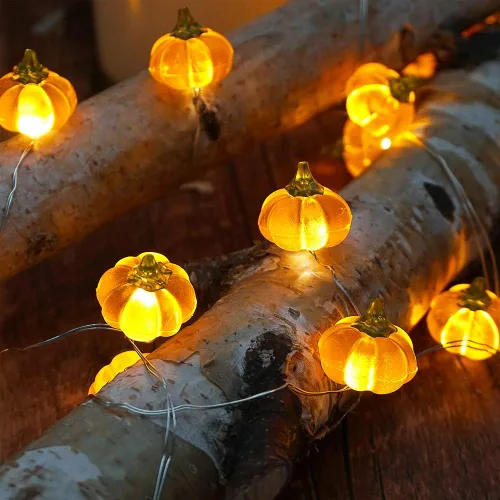 Vista 8 de BOHON - Cadena de luces de bellota 3D para otoño, decoración de cosecha, luces de cadena de 10 pies, funciona con baterías, con control remoto