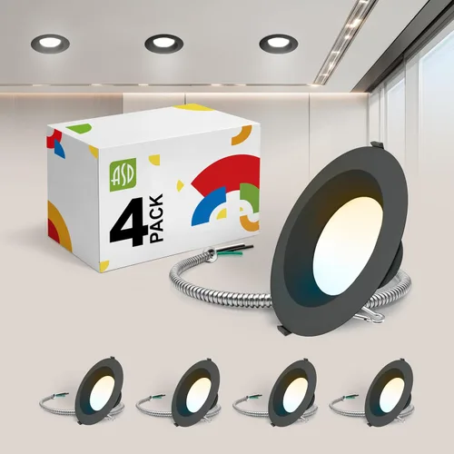 Vista 19 de ASD Downlight LED comercial sin lata de 4 pulgadas, iluminación ajustable de potencia de 7/10/13W, lámpara de techo empotrable redonda regulable, 5