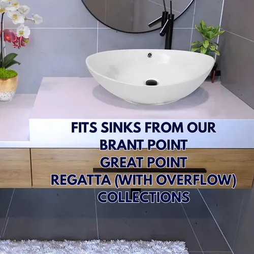 Vista 6 de Nantucket Sinks NS-UDMB-of - Drenaje desplegable de 2.5 pulgadas negro mate para lavabo de baño, kit de drenaje con desbordamiento