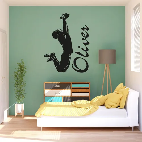 Vista 17 de Diseño de habitación deportiva con calcomanía de pared personalizada de fútbol, ideal para amantes del fútbol y jugadores, calcomanía personalizada