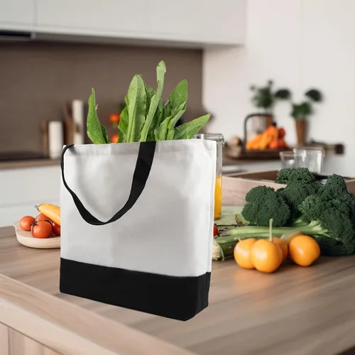 Vista 6 de OKBA Sublimation Tote Bags,polyester tote bags for sublimation, blank canvas tote bags for DIY Crafting and Decorating