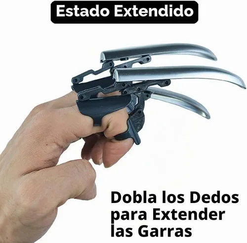Vista 5 de Garras retráctiles de Wolverine Garras mecánicas de plástico de plata Lobo Garras de Halloween Lobo disfraz de arma de dedo