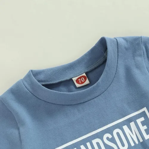 Vista 4 de Conjunto de camiseta de manga corta para bebé y niño, ropa de verano, con cordón enrollado