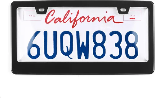Vista 6 de Juego de 2 cubiertas para matrículas de automóvil, con diseño de burbuja, para placas estándar de EE. UU., cubierta irrompible con marco, funda Negro