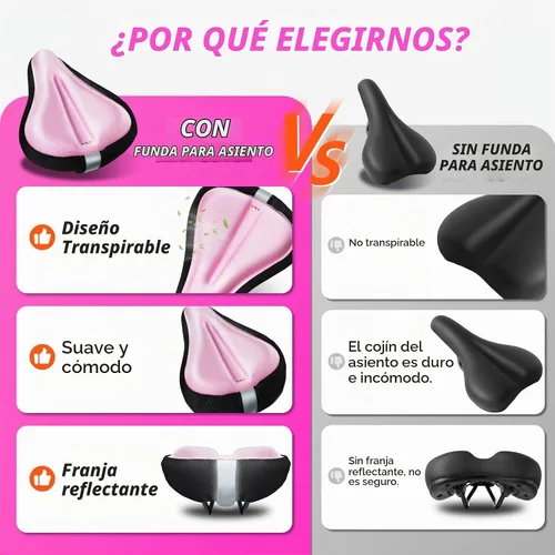 Vista 5 de YLG Cojín de asiento de bicicleta para niñas, funda de asiento de bicicleta acolchada de gel para niños, transpirable y extra suave, espuma