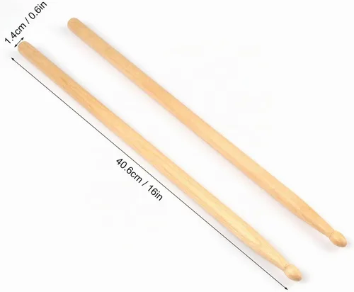 Vista 2 de Baquetas, 12 pares de baquetas 5A, 16 pulgadas, baquetas clásicas con punta de madera a granel, baquetas 5A, baquetas de madera de arce, por